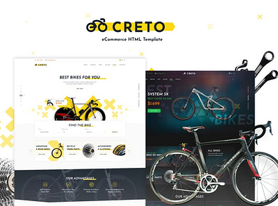 Creto | eCommerce HTML Template app bicycle bike bike rent catalog ecommerce online rental renting retail sharing shop store ui ux ux design web design web development website wheels