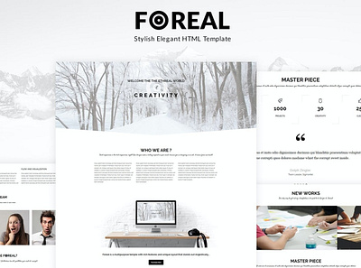 Foreal - Minimal Business HTML5 Template agency app black business clean creative flat gallery minimal mobile multipurpose onepage portfolio responsive ui ui design ux ux design vcard white