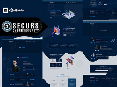 Securs - Cyber Security Service Elementor Template Kit app blue branding cyber service cybercrime dark design digital digital security illustrations logo navy blue security technology technology service ui ui design ux ux design website