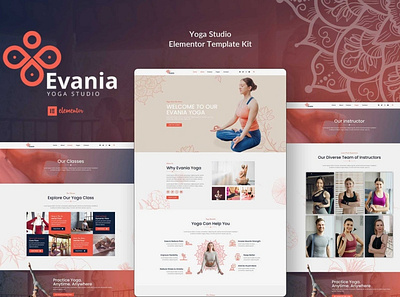 Evania - Yoga Studio Elementor Template Kit app asna beauty blue clean dance design fitness instructor meditation red retreats studio ui ui design ux ux design web workout yoga