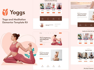 Yoggs - Yoga & Meditation Elementor Template Kit app blog clean creative fast fitness health loading meditation modern orange page builder pink reponsive seo ui ux ux design wellness yoga
