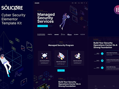 Solicore — Cyber Security Elementor Template Kit agency app company cracking cyber security dark data data security design elementor hacking it security privacy technology template kit ui ui design ux ux design website