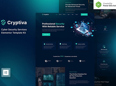 Cryptiva – Cyber Security Services Elementor Template Kit 3d agency app company corporate cracking cyber security design digital security elementor hacking it security privacy ui ui design ux ux design website