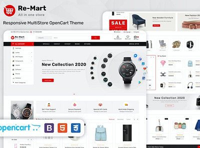 Remart - Multipurpose MarketPlace Opencart 3 Theme accessories app clothes design ecommerce fashion furniture minimal moder multipurpose premium responsive shoe shopping store theme ui ui design ux ux design