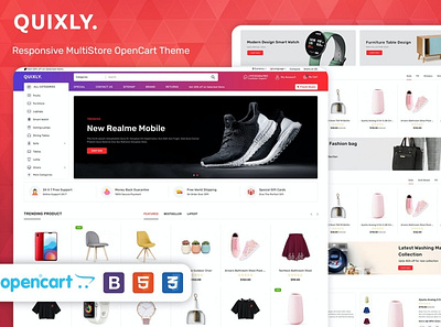 Quixly - Multipurpose Opencart Responsive theme accessories app blog clothes ecommerce fashion furniture modern multipurpose opencart premium responsive shoe shop shopping store ui ui design ux ux design