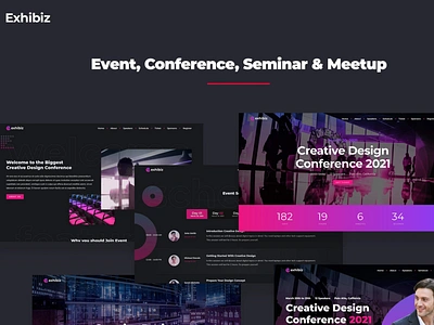 Exhibiz - Onepage Event, Conference, and Meetup 3d app branding clean conference design event graphic design illustration logo meetup motion graphics multipurpose ui ui design ux ux design website