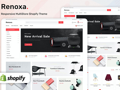 Renoxa - Multipurpose E-commerce Shopify Template app branding design illustration instagram instagram template logo online template ui ui design ux ux design web web development website