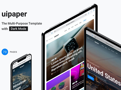 UIpaper – The MultiPurpose Template with Dark Mode app blog booking dark design hotel html magazine minimalist mode multipurpose news personal template travel ui ui design ux ux design web