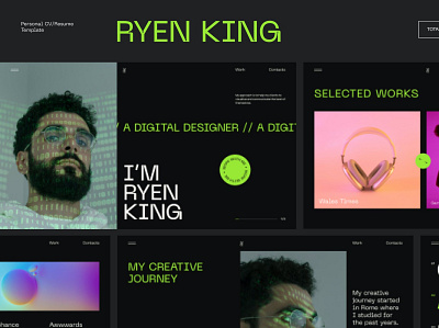 Ryen King - Personal CV/Resume HTML Template agency app branding clean color colorful design designer developer freelancer html illustration minimal portfolio website theme ui ui design ux ux design website