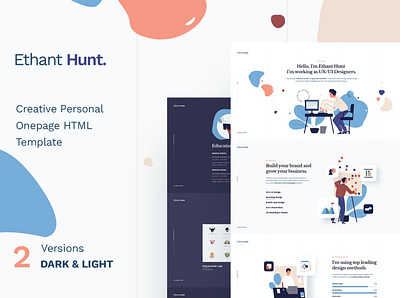 Ethant Hunt - Personal HTML Onepage Template app branding design documents freelancer graphic design html illustration job logo motion graphics online personal pitch deck ui ui design ux ux design web website