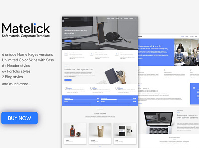 Matelick - Soft Material Corporate HTML Template agency app clean corporate design donation events finance full html multipurpose portfolio rescue startup ui ui design ux ux design web website