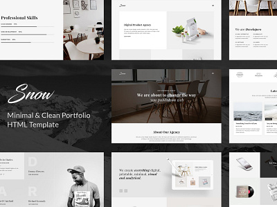 Snow - Minimal & Clean HTML Portfolio Template agency app branding clean creative design html illustration logo minimal multipurpose onepage portfolio purpose ui ui design ux ux design web website