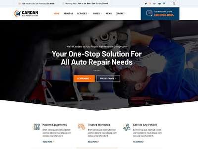 Cardan - Car Repair Services PSD Template