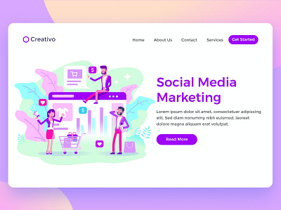 Social Media Marketing Team agency app branding corporate creative design graphic design html illustration marketing multipurpose onepage social media team ui ui design ux ux design web website