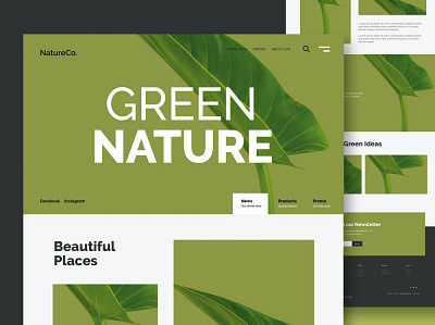 Green Nature - Website app design green green nature html illustration landing landing page logo multipurpose nature one page purpose shop ui ui design ux ux design web website