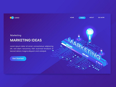 Idea Marketing Isometric Concept Landing Page