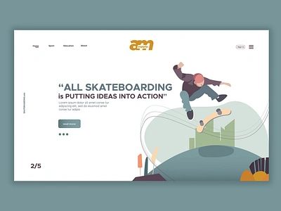 Skateboarding - Web Header & Landing Page app branding design events events landing graphic design html illustration multipurpose page purpose shop skateboarding ui ui design ux ux design web development web site website