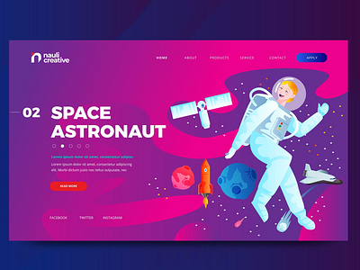 Space Astronaut Web PSD and AI Vector Template