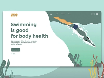 Swimming Good - Web Header & Landing Page app blog branding design events html illustration landing landing page multipurpose page purpose shop ui ui design ux ux design web web header website