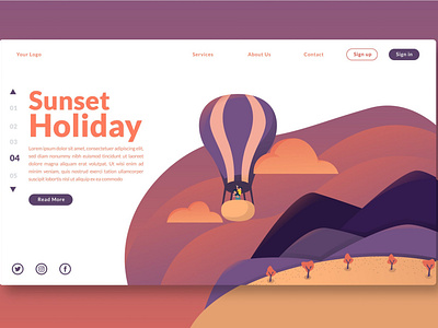 Sunset Holidays - Landing Page GR app ballon branding business design header holiday html illustration landing landing page logo promotion sunrise ui ui design ux ux design web website