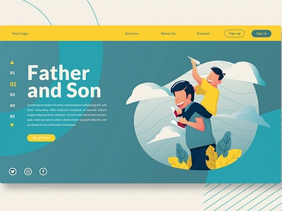 Father and Son - Landing-Page GR app branding cloud creative design graphic design header html illustration landing landing page logo motion graphics page ui ui design ux ux design web website