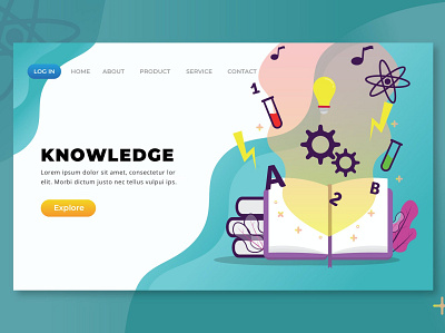 Knowledge - XD PSD AI Vector Landing Page app blogg branding design donation education events header html illustration psd shop study ui ui design ux ux design vector web website