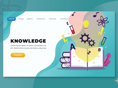 Knowledge - XD PSD AI Vector Landing Page