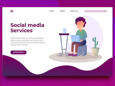 Social Media Services - Landing Page app branding design events graphic design html illustration media services motion graphics multipurpose purpose shop simple social media ui ui design ux ux design web website