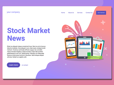 Stock Market - Landing Page app application apps blog branding business design graphic design html illustration landing landing page onboarding technology ui ui design ux ux design web website