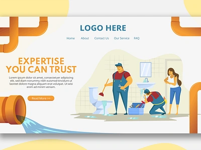 Sink Repairman - Landing Page annual annual report app branding design illustration landign landing page modern multipurpose page purpose report simple sink repairman ui ui design ux ux design website