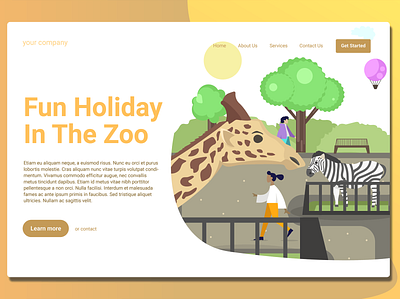Zoo - Landing Page animal app branding design illustration kids landing lnading page multipurpose page purpose ui ui design ux ux design web development web maintance website zoo zoo landing