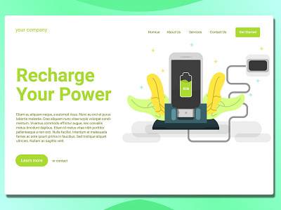 Phone Charging - Landing Page annual annual report app branding charging design illustration landing landing page multipurpose page phone phone charging ui ui design ux ux design web development web maintance website
