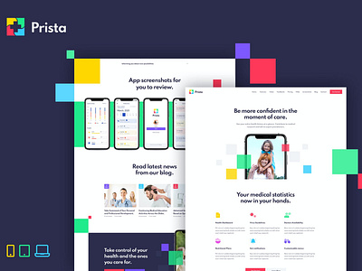 Prista – Medical App Landing Page HTML Template app app landing apps branding design html template illustration landing page medical app mobile page html purpose ui ui design ux ux design web development web maintance web multipurpose website