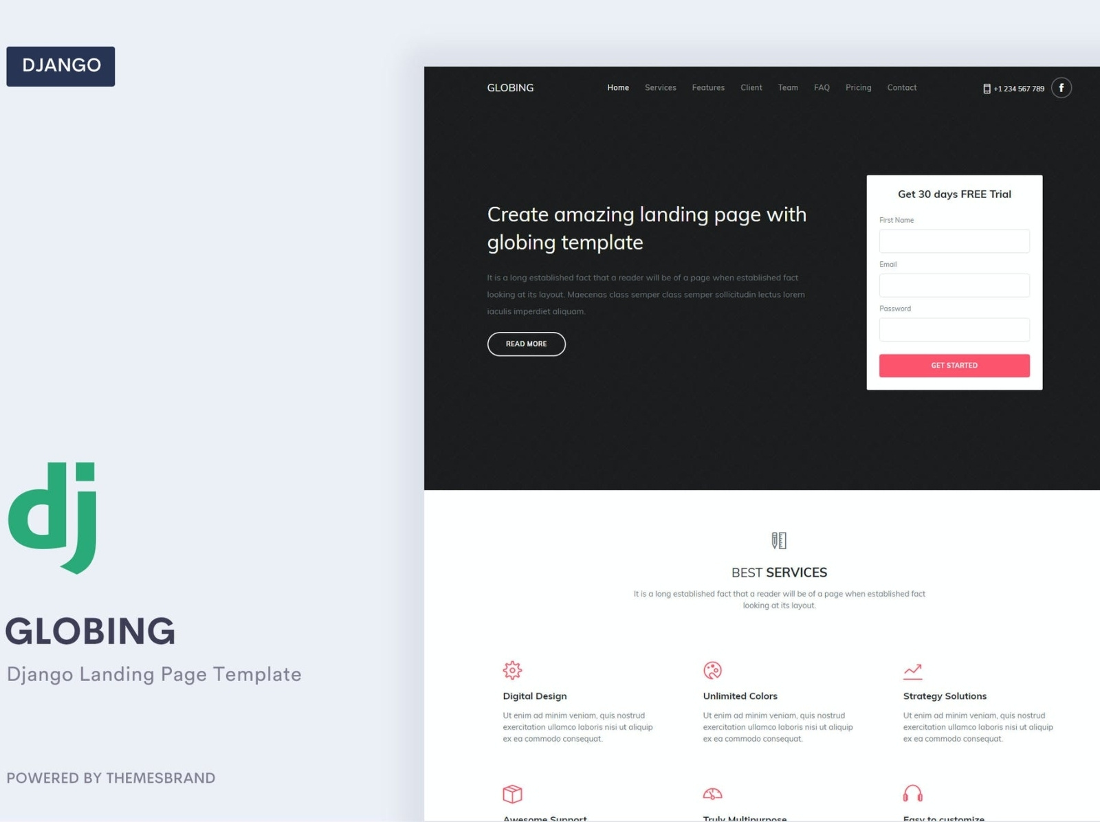 Globing Django Landing Page Template by Web Supply on Dribbble