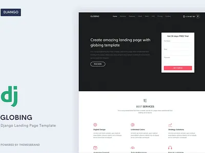 Globing - Django Landing Page Template app blog branding design html illustration landing landing page multipurpose page purpose python template ui ui design ux ux design web development web maintance website