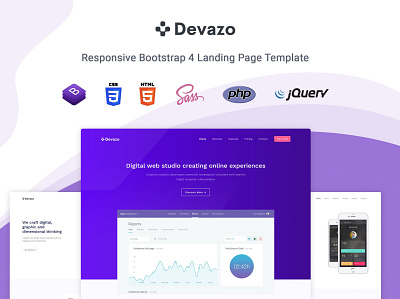 Devazo - Landing Page Template app design html illustration landing landing page marketing page purpose responsive startup template ui ui design ux ux design web web development web maintance website