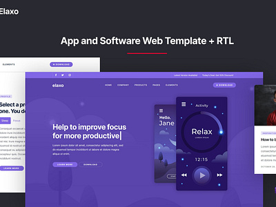 Elaxo - App and Software Website Template + RTL