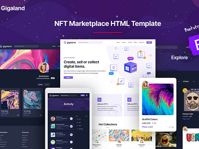 Gigaland - NFT Marketplace HTML Template app branding deck design google google slides illustration keynote marketplace pitch pitch deck presentation slides template ui ui design ux ux design web development website