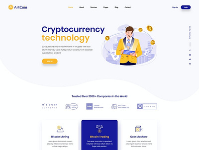 ArtCoin | Bitcoin and Cryptocurrency PSD Template app bitcoin coin cryptocurrency design free illustration money multipurpose online psd psd template purpose ui ui design ux ux design web maintance webd evelopment website