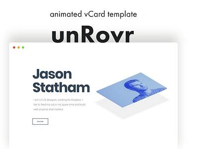 unRovr - Animated vCard & Resume & Portfolio animated animation app branding card design freelancer html identity illustration landing page portfolio resume ui ui design unique ux ux design vcard website