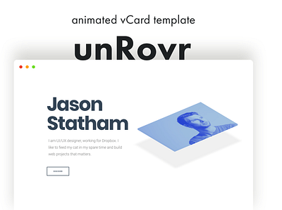 unRovr - Animated vCard & Resume & Portfolio animated animation app branding card design freelancer html identity illustration landing page portfolio resume ui ui design unique ux ux design vcard website