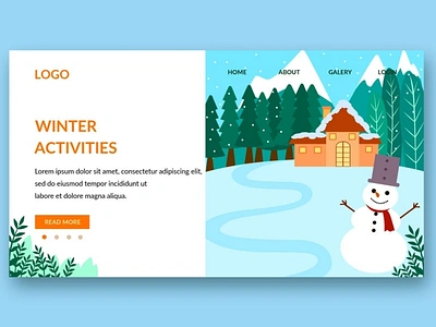 winter landing page template app branding december design illustration landing page page psd snow template ui ui design ux ux design web web development web maintance website winter winter landing