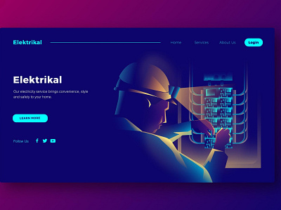 Elektrikal - Banner & Landing Page app banner branding design electrician electricity electro elektikal illustration landing landing page light page process ui ui design ux ux design webapp website