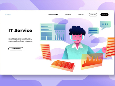 IT Services - Banner & Landing Page app banner branding concept design development icon illustration it services landing page process profesional ui ui design ux ux design web development web maintance website