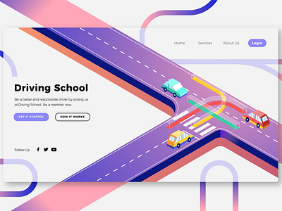 Driving School - Banner Page app banner page chef concept design development drivingschool graphic design icon illustration landing landing page launch technology ui ui design ux ux design webapp website