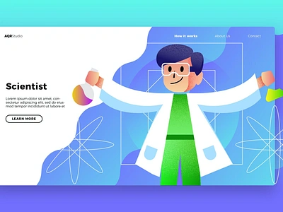 Scientist - Banner & Landing Page app design development html html landing illustration landing page multipurpose page purpose scientist technology ui ui design ux ux design web development web maintance webapp website