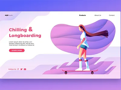 Longboarding - Banner & Landing Page app branding design graphic design html illustration landing page longboarding multipurpuse purpose technology ui ui design ux ux design web web development web maintance webapp website