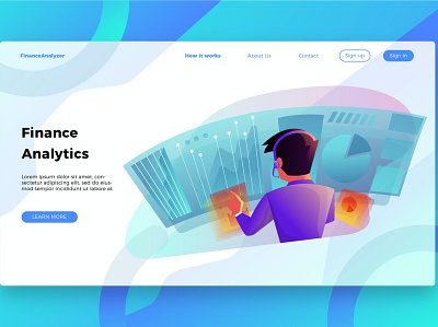 Finance Analytics - Banner & Landing Page analytics app branding business concept design development finance finance analytics illustration landing landing page launch technology ui ui design ux ux design webapp website