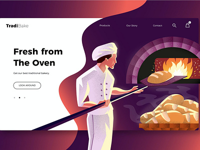 Bakery - Banner & Landing Page app banner branding chef concept cook design development icon landing landing page oven page stove ui ui design ux ux design webapp website