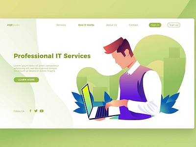 Professional IT - Banner & Landing Page app banner concept design development illustration landing landing page marketing process professional professional it profit ui ui design ux ux design web webapp website